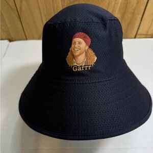 New Era Bucket Hat L/XL Navy Outdoor Sun Hat Pirate Graphic “Garrr” Polyester